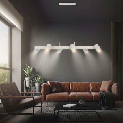 Briloner 4058064 - Luster na sajli ERA 6xGU10/10W/230V krem