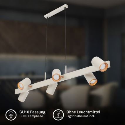 Briloner 4058064 - Luster na sajli ERA 6xGU10/10W/230V krem