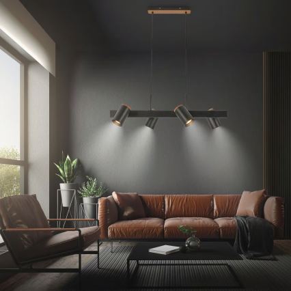 Briloner 4059045 - Luster na sajli ERA 4xGU10/10W/230V crna