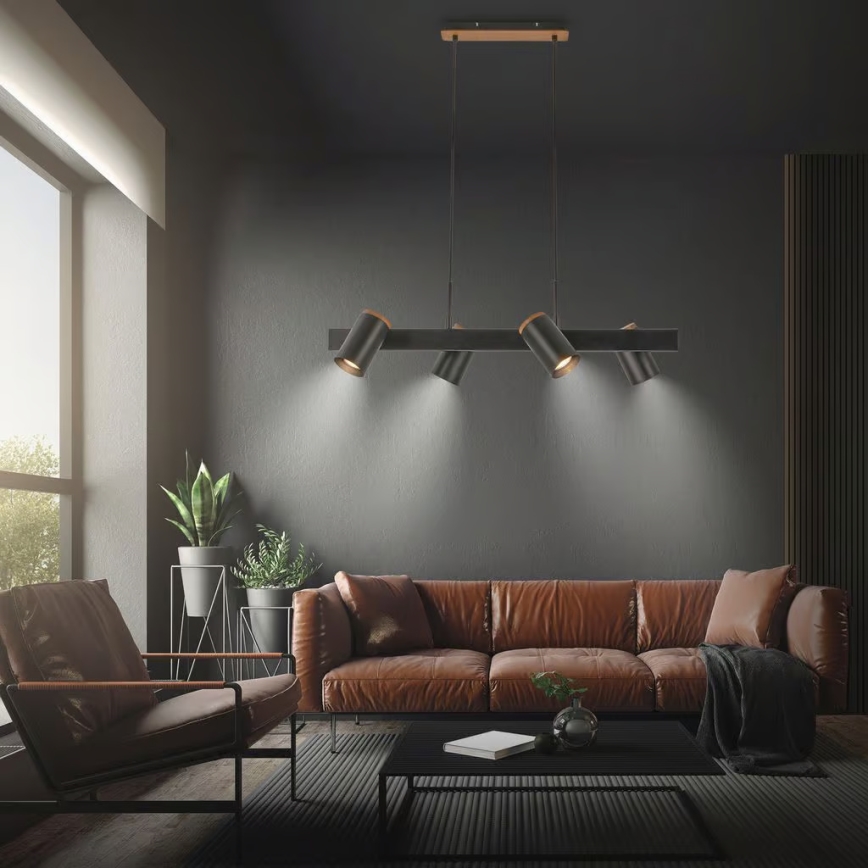 Briloner 4059045 - Luster na sajli ERA 4xGU10/10W/230V crna