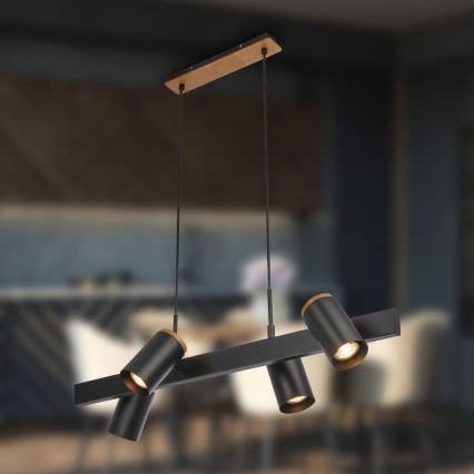 Briloner 4059045 - Luster na sajli ERA 4xGU10/10W/230V crna