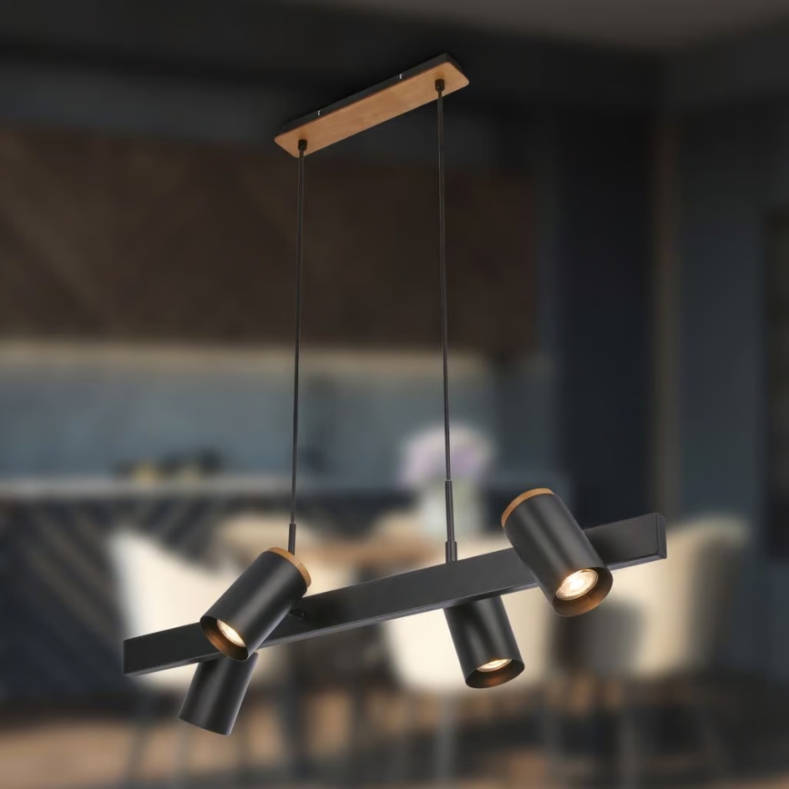 Briloner 4059045 - Luster na sajli ERA 4xGU10/10W/230V crna