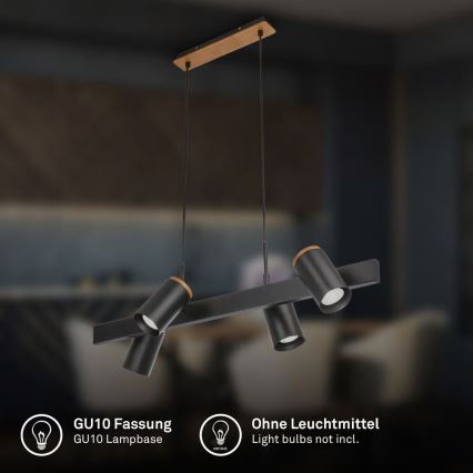 Briloner 4059045 - Luster na sajli ERA 4xGU10/10W/230V crna