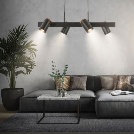 Briloner 4059045 - Luster na sajli ERA 4xGU10/10W/230V crna