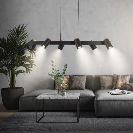 Briloner 4059065 - Luster na sajli ERA 6xGU10/10W/230V crna