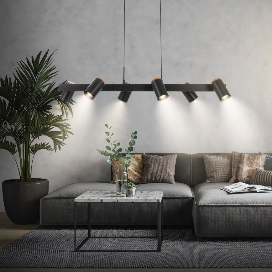 Briloner 4059065 - Luster na sajli ERA 6xGU10/10W/230V crna