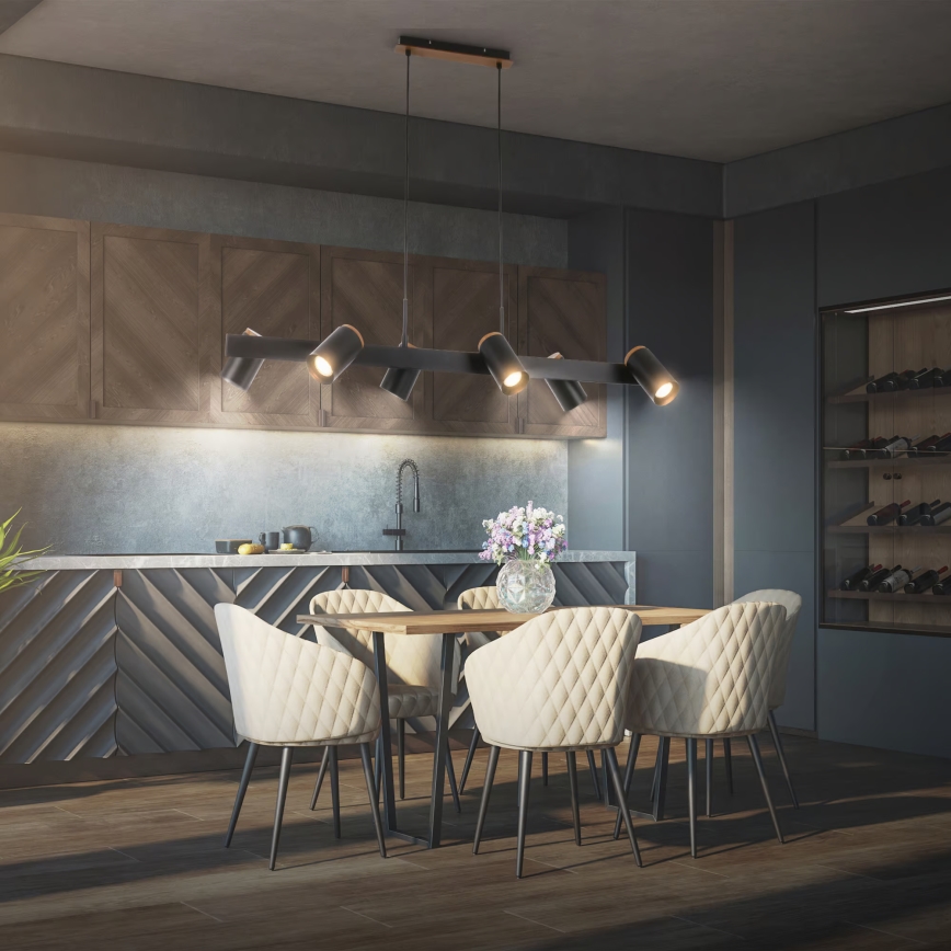 Briloner 4059065 - Luster na sajli ERA 6xGU10/10W/230V crna