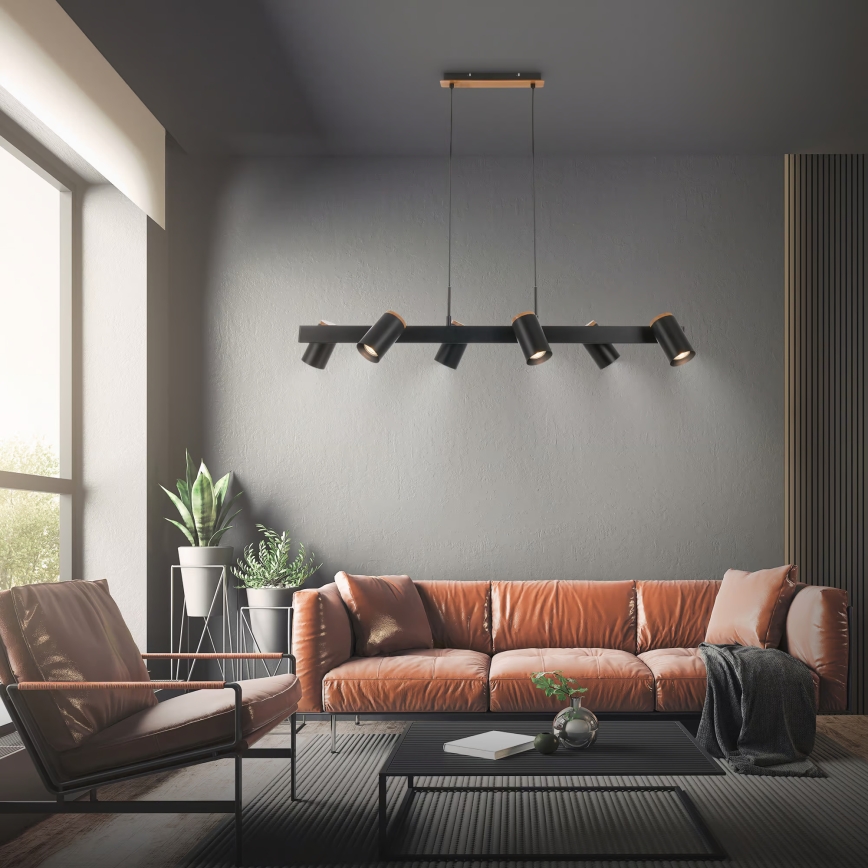 Briloner 4059065 - Luster na sajli ERA 6xGU10/10W/230V crna