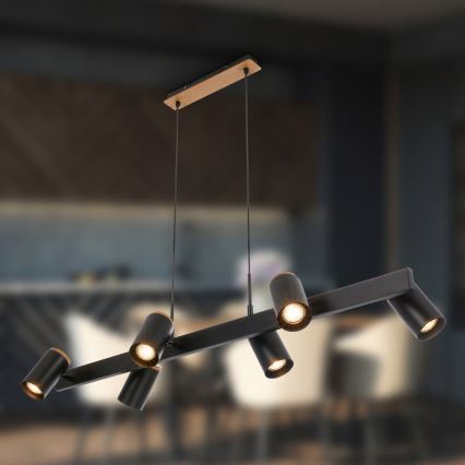 Briloner 4059065 - Luster na sajli ERA 6xGU10/10W/230V crna