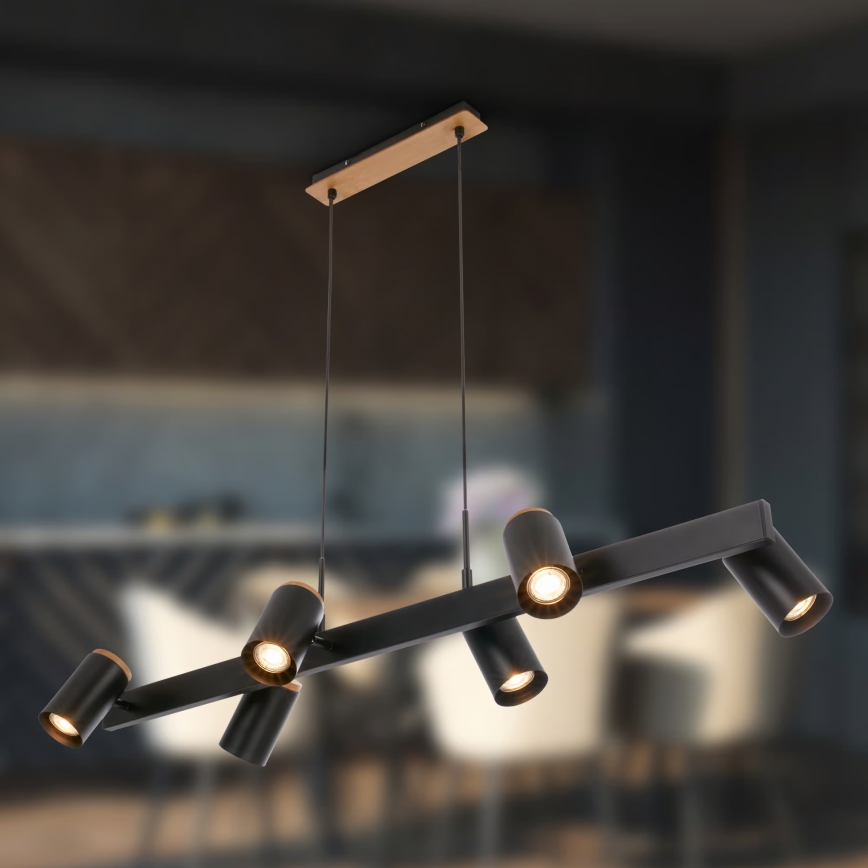 Briloner 4059065 - Luster na sajli ERA 6xGU10/10W/230V crna