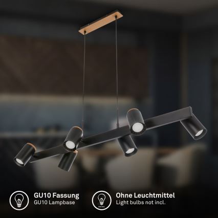 Briloner 4059065 - Luster na sajli ERA 6xGU10/10W/230V crna