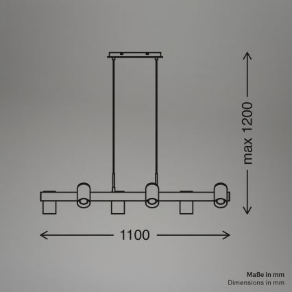 Briloner 4059065 - Luster na sajli ERA 6xGU10/10W/230V crna
