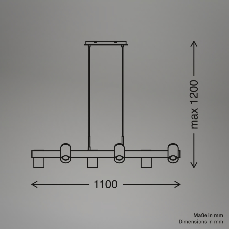 Briloner 4059065 - Luster na sajli ERA 6xGU10/10W/230V crna