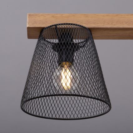 Briloner 4077-035 - Luster na sajli WOOD & STYLE 3xE14/25W/230V kaučukovac