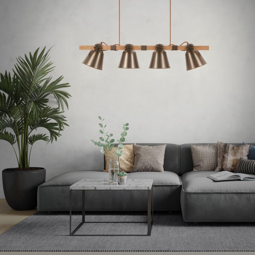 Briloner 4406-044 - Luster na sajli TALE 4xE27/40W/230V smeđa