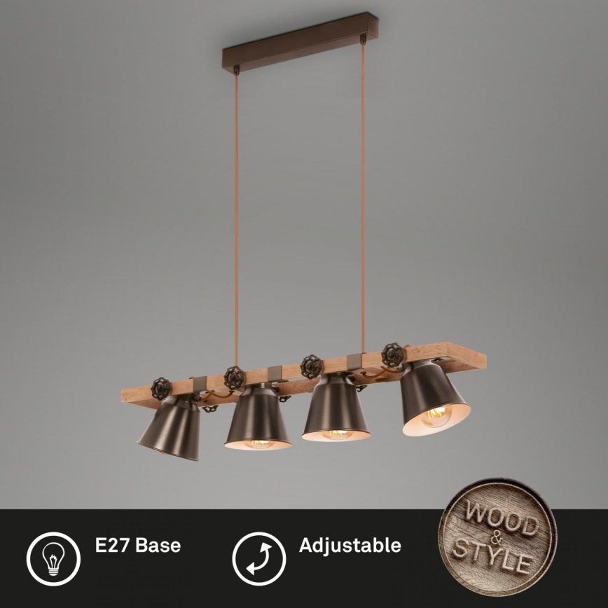 Briloner 4406-044 - Luster na sajli TALE 4xE27/40W/230V smeđa