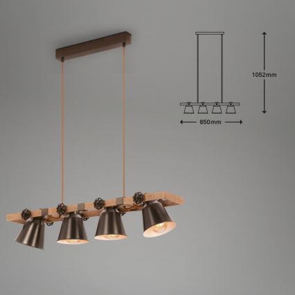 Briloner 4406-044 - Luster na sajli TALE 4xE27/40W/230V smeđa