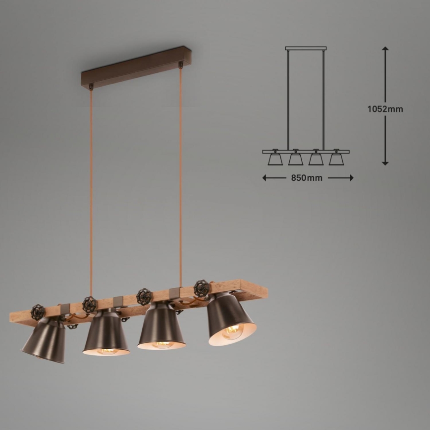 Briloner 4406-044 - Luster na sajli TALE 4xE27/40W/230V smeđa