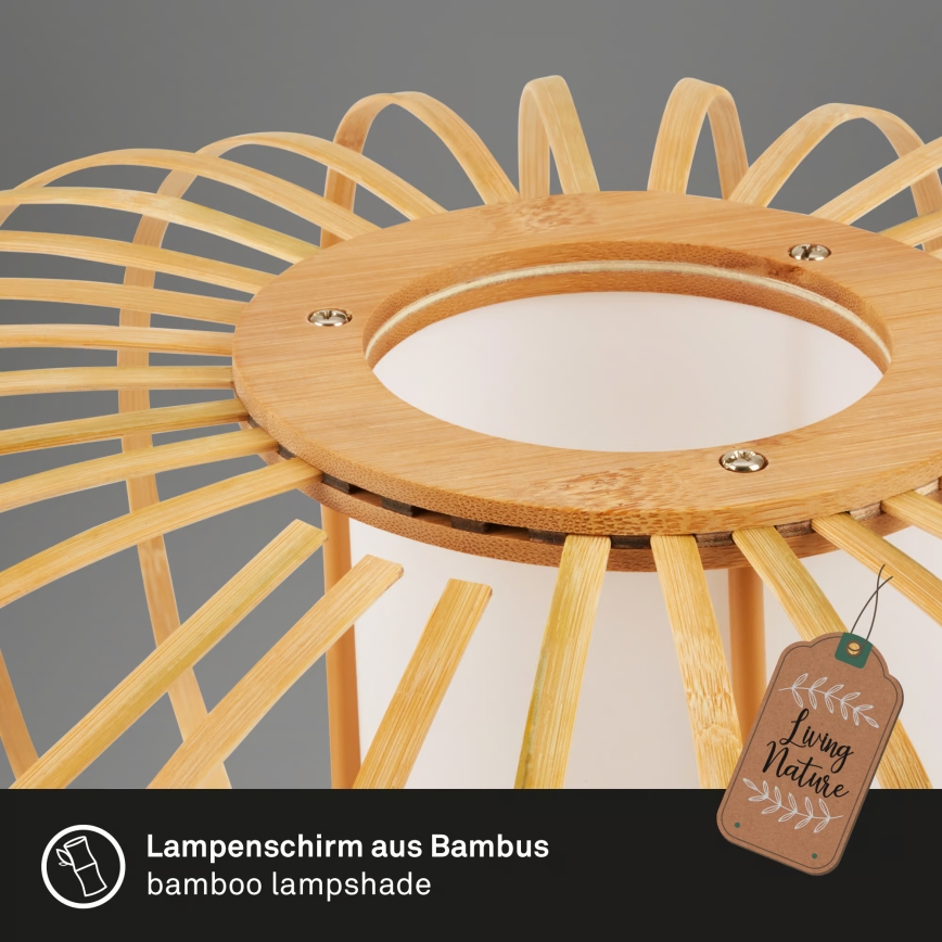 Briloner 4759031 - Luster na sajli 3xE27/10W/230V crna/bambus