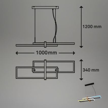 Briloner 4768015 - LED luster na sajli s mogućnošću prigušivanja, LED/44W/230V, 2700-6500K, 100 cm + daljinski upravljač