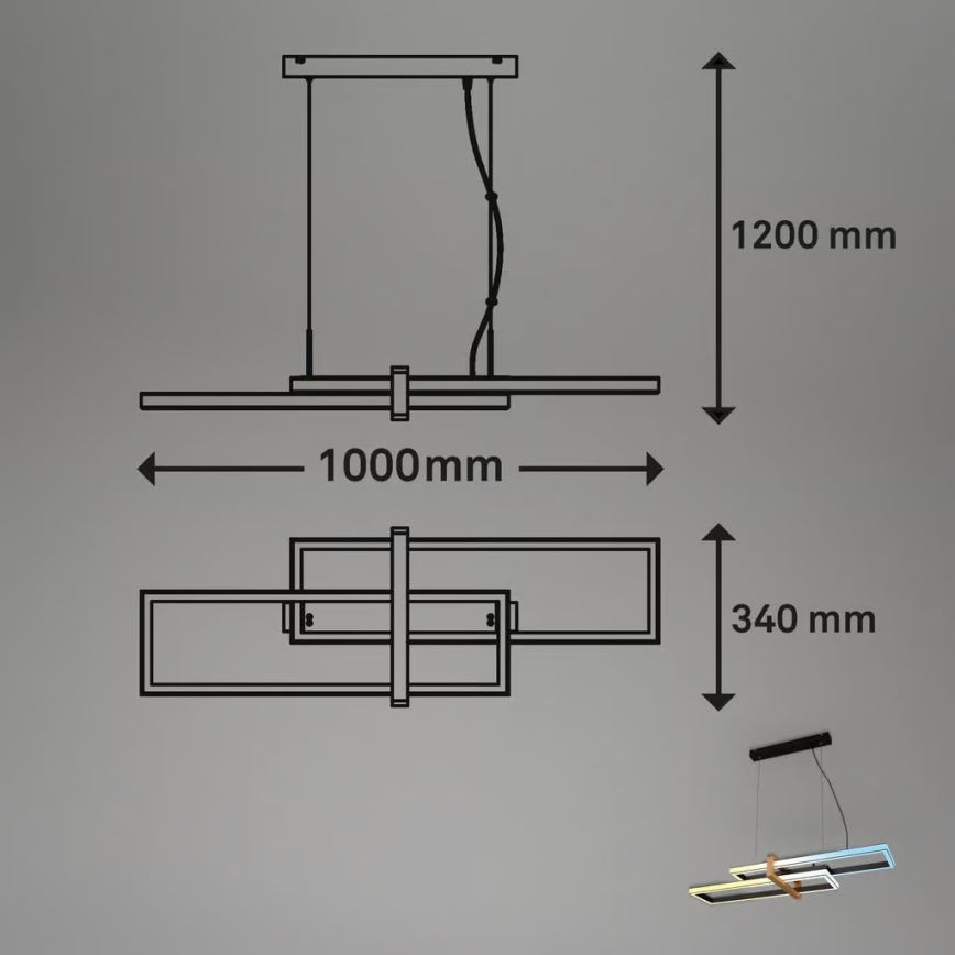 Briloner 4768015 - LED luster na sajli s mogućnošću prigušivanja, LED/44W/230V, 2700-6500K, 100 cm + daljinski upravljač