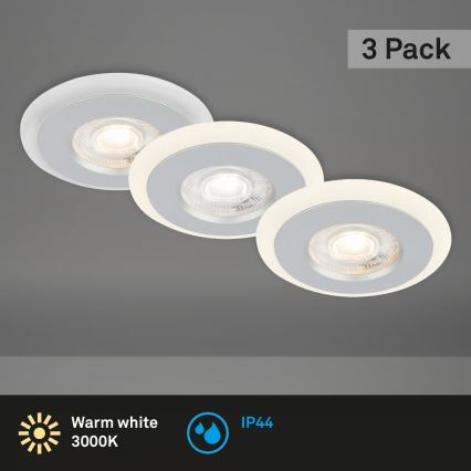 Briloner 7039034 - SET 3x LED ugradno stropno svjetlo za kupaonicu 3xLED/5W/230V IP44 matirani krom
