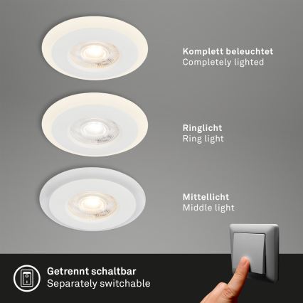 Briloner 7039036 - Komplet 3x LED ugradna stropna svjetiljka za kupaonicu LED/5W/230V IP44 bijela
