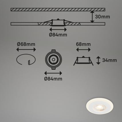 Briloner 7039036 - Komplet 3x LED ugradna stropna svjetiljka za kupaonicu LED/5W/230V IP44 bijela