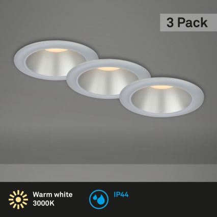 Briloner 7041-034 - SET 3x LED Ugradbena svjetiljka za kupaonicu LED/4,9W/230V IP44 srebrna