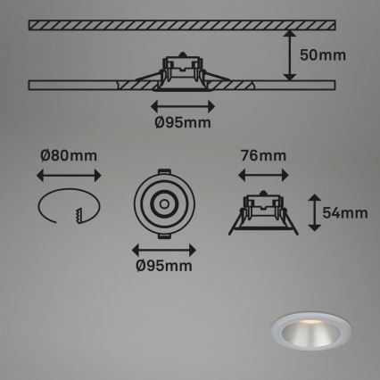 Briloner 7041-034 - SET 3x LED Ugradbena svjetiljka za kupaonicu LED/4,9W/230V IP44 srebrna