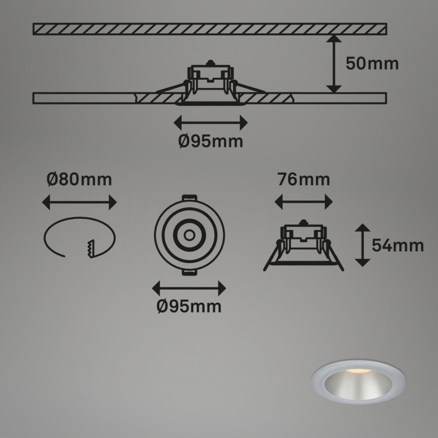 Briloner 7041-034 - SET 3x LED Ugradbena svjetiljka za kupaonicu LED/4,9W/230V IP44 srebrna