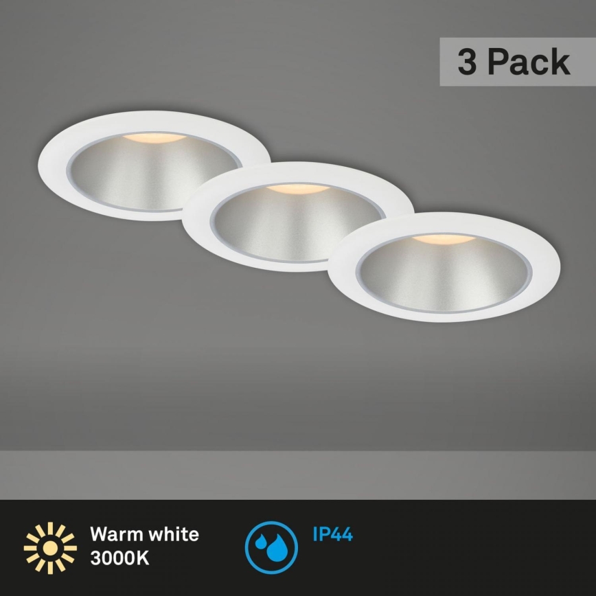 Briloner 7041-036 - SET 3x LED Ugradbena svjetiljka za kupaonicu LED/4,9W/230V IP44 bijela
