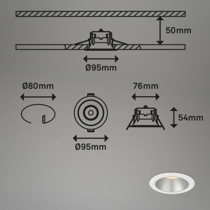 Briloner 7041-036 - SET 3x LED Ugradbena svjetiljka za kupaonicu LED/4,9W/230V IP44 bijela