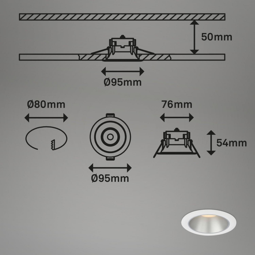 Briloner 7041-036 - SET 3x LED Ugradbena svjetiljka za kupaonicu LED/4,9W/230V IP44 bijela