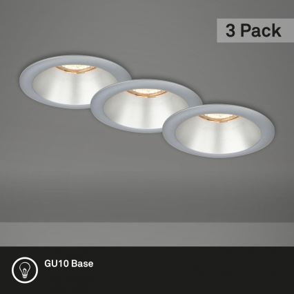 Briloner 7042-034 - SET 3x Ugradbena svjetiljka za kupaonicu 1xGU10/9W/230V IP23 srebrna