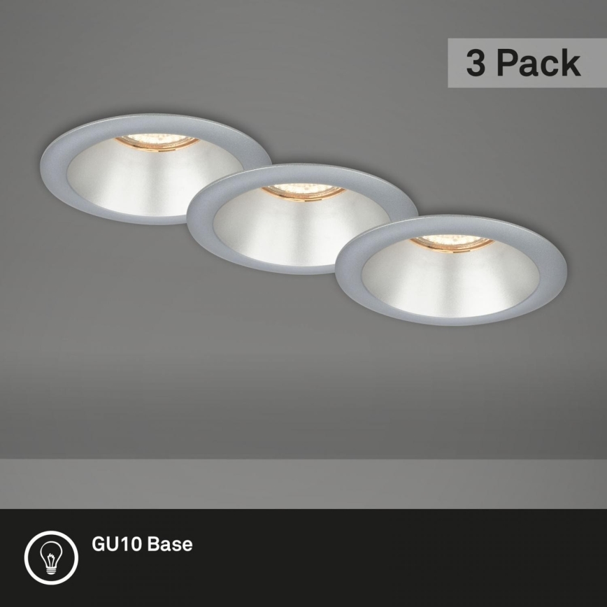 Briloner 7042-034 - SET 3x Ugradbena svjetiljka za kupaonicu 1xGU10/9W/230V IP23 srebrna