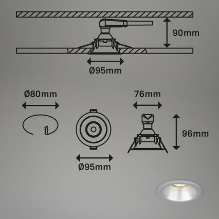 Briloner 7042-034 - SET 3x Ugradbena svjetiljka za kupaonicu 1xGU10/9W/230V IP23 srebrna