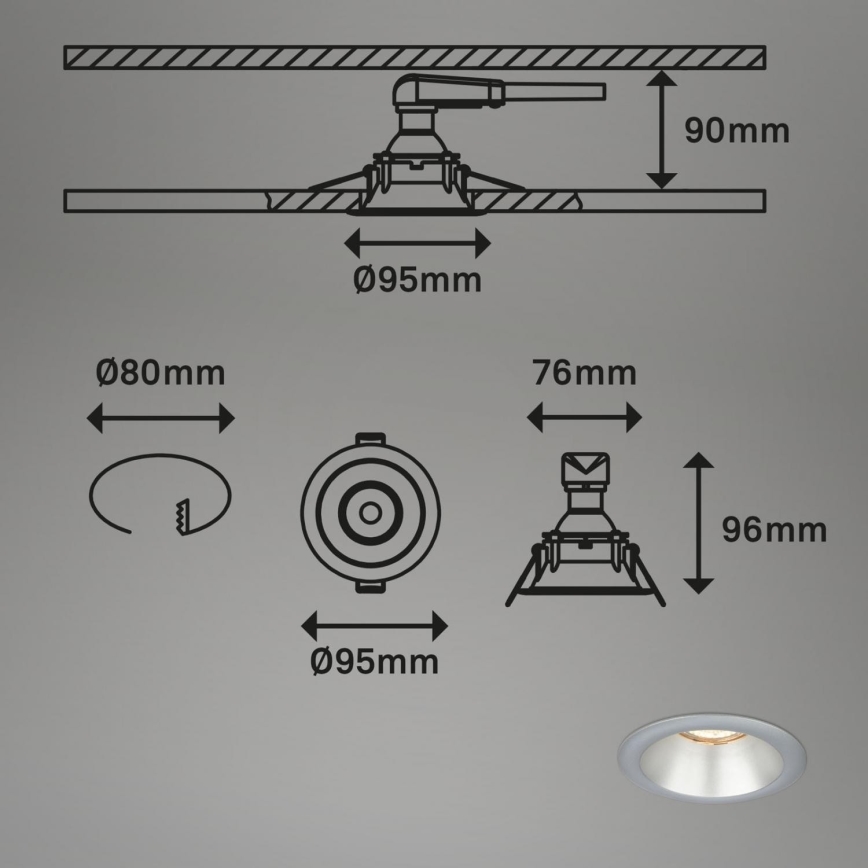 Briloner 7042-034 - SET 3x Ugradbena svjetiljka za kupaonicu 1xGU10/9W/230V IP23 srebrna