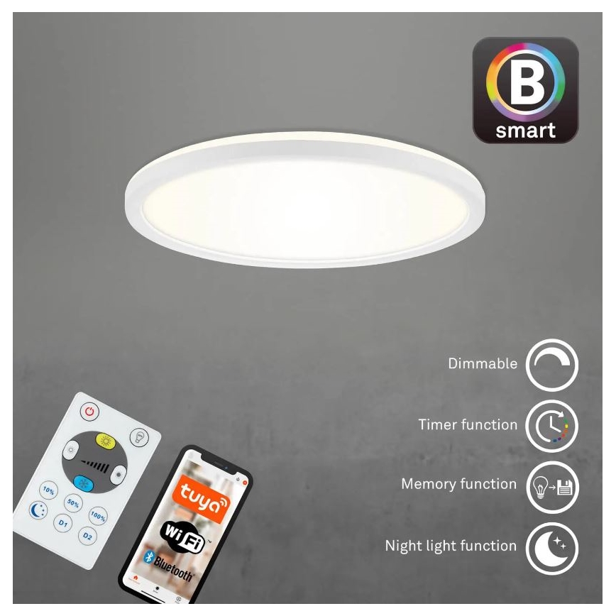 Briloner 7058-016 - LED Prigušiva svjetiljka SLIM LED/18W/230V 2700-6500K Wi-Fi Tuya + daljinski upravljač