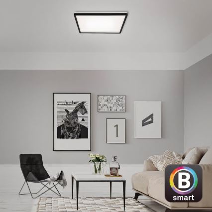 Briloner 7060-015 - LED prigušivi nadgradni SLIM panel LED/22W/230V 2700-6500K 42x42 cm crni Wi-Fi Tuya + daljinski upravljač