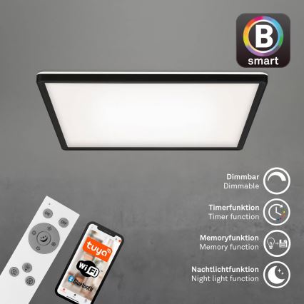 Briloner 7060-015 - LED prigušivi nadgradni SLIM panel LED/22W/230V 2700-6500K 42x42 cm crni Wi-Fi Tuya + daljinski upravljač