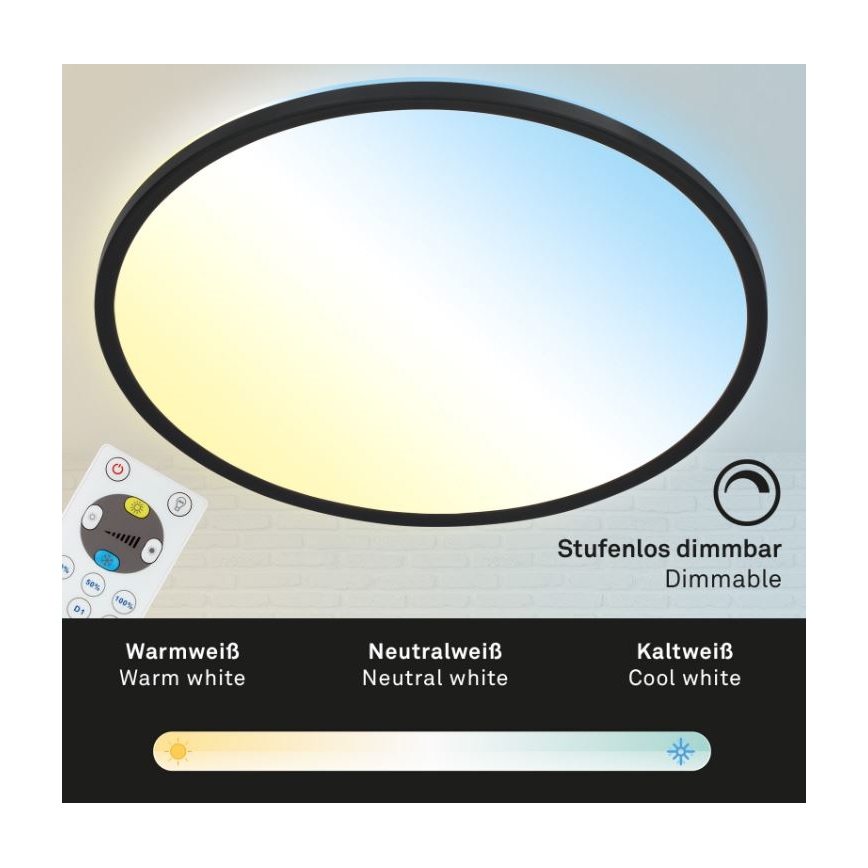 Briloner 7079-015 - LED Prigušiva stropna svjetiljka SLIM LED/18W/230V 2700-6500K + daljinski upravljač