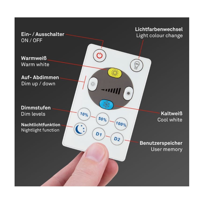 Briloner 7079-015 - LED Prigušiva stropna svjetiljka SLIM LED/18W/230V 2700-6500K + daljinski upravljač