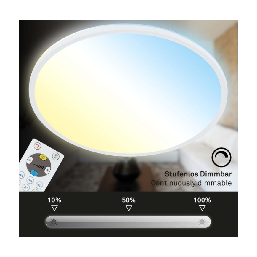 Briloner 7079-016 - LED Prigušiva stropna svjetiljka SLIM LED/18W/230V 2700-6500K + daljinski upravljač