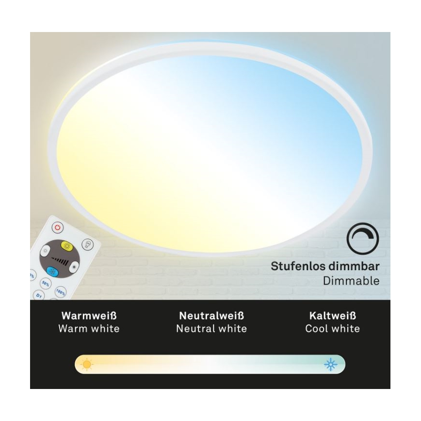 Briloner 7079-016 - LED Prigušiva stropna svjetiljka SLIM LED/18W/230V 2700-6500K + daljinski upravljač