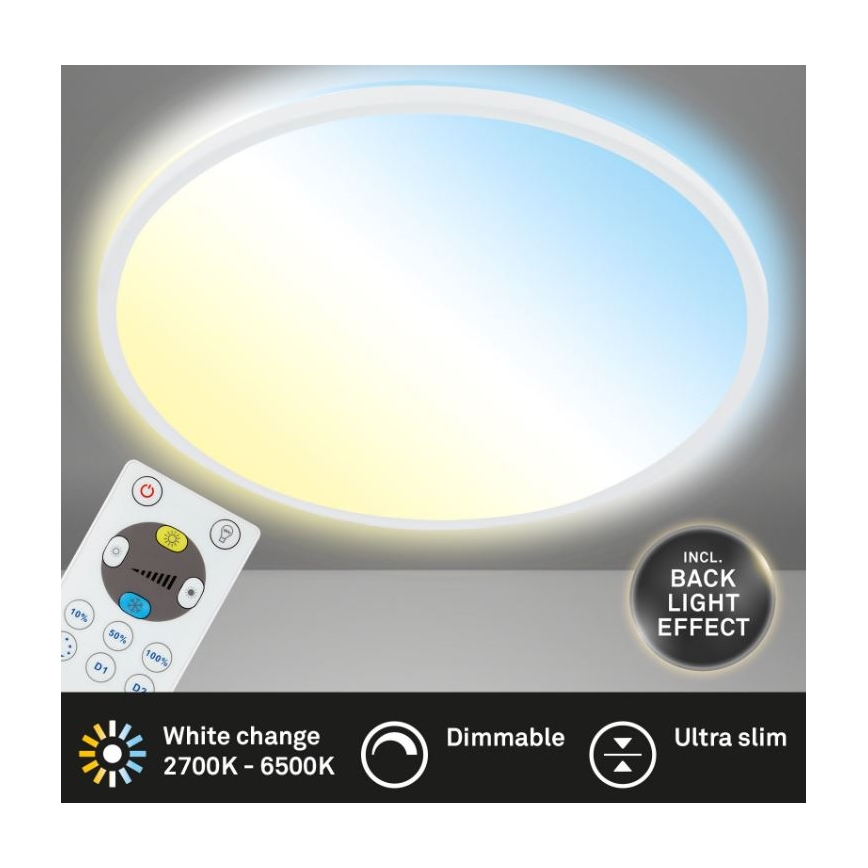 Briloner 7079-016 - LED Prigušiva stropna svjetiljka SLIM LED/18W/230V 2700-6500K + daljinski upravljač