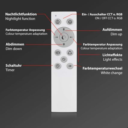 Briloner 7087-016 - LED RGBW Prigušiva svjetiljka SMART LED/24W/230V 3000-6500K Wi-Fi Tuya + daljinski upravljač