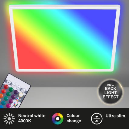 Briloner 7090-416 - LED RGBW Prigušiva stropna svjetiljka SLIM LED/15W/230V + daljinski upravljač
