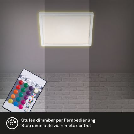 Briloner 7090-416 - LED RGBW Prigušiva stropna svjetiljka SLIM LED/15W/230V + daljinski upravljač