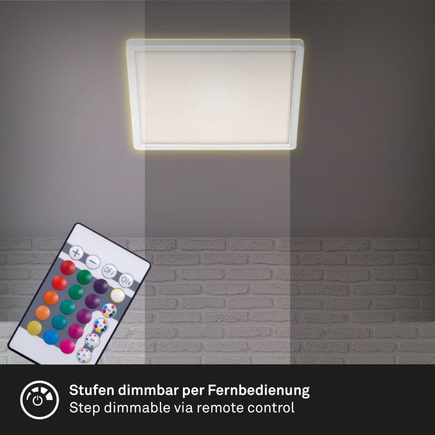 Briloner 7090-416 - LED RGBW Prigušiva stropna svjetiljka SLIM LED/15W/230V + daljinski upravljač